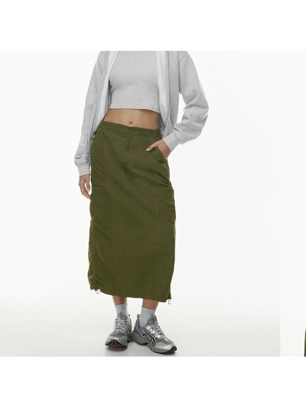 Aritzia TNA Olive Green Fatigue Cotton South Cargo Parachute Skirt Size Large